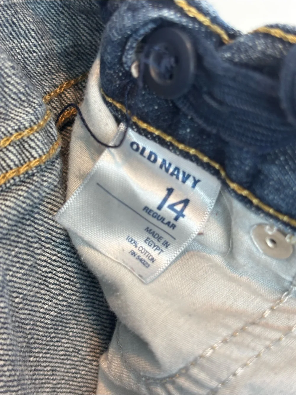 Old Navy Boys Jeans Size 14 Regular Blue Denim Adjustable Waist Straight Leg